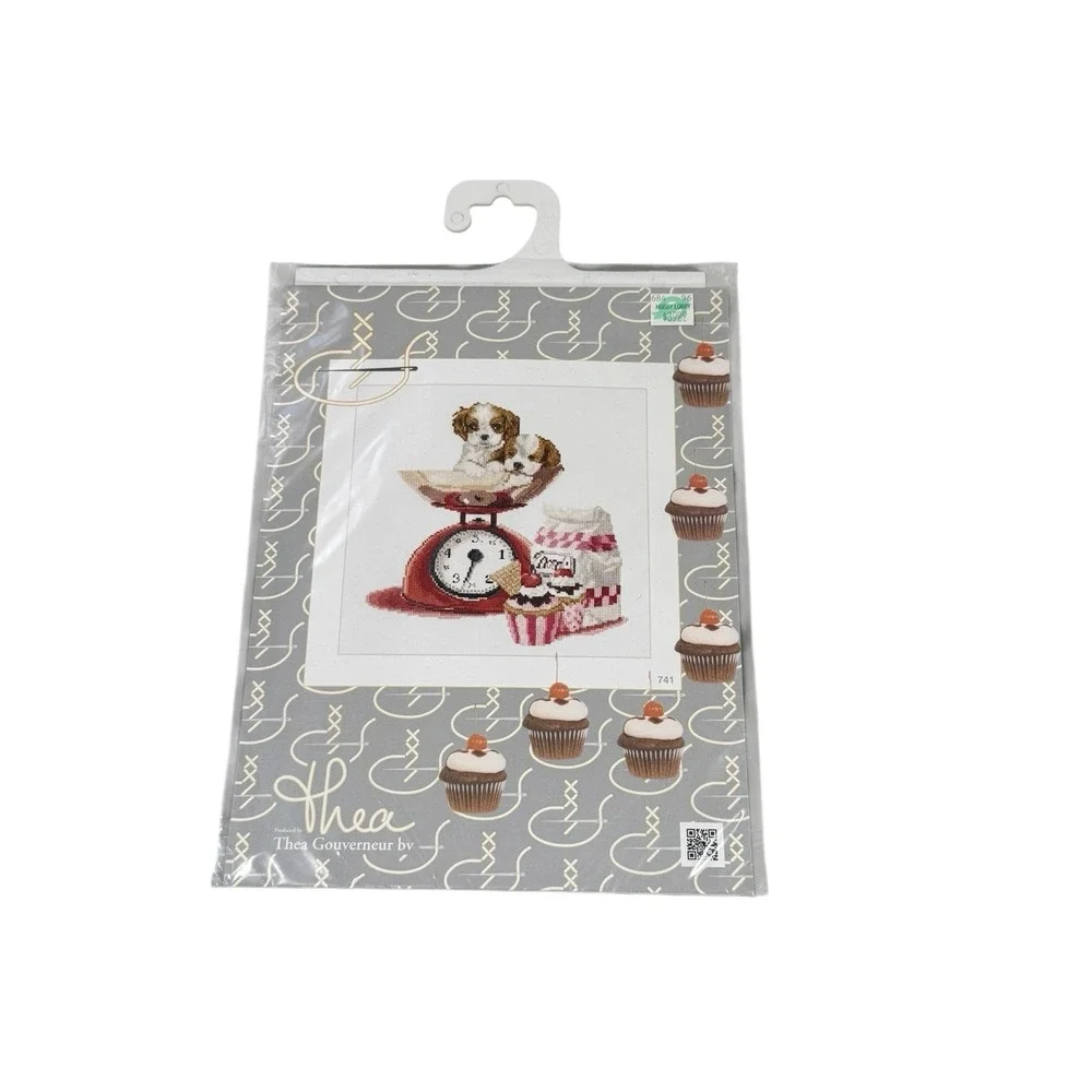 Thea Gouverneur CUPCAKE PUPPY 741 Cross Stitch Kit Opened Unused